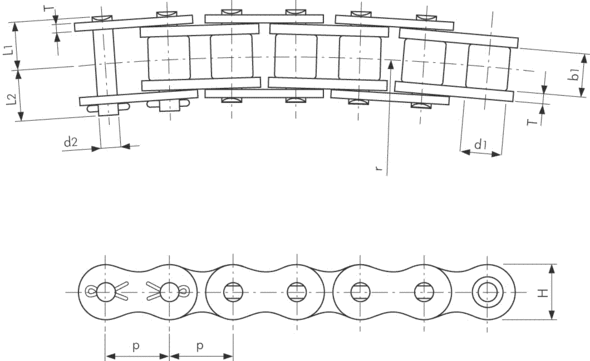 Tsubaki ANSI Single Pitch Curved Chain